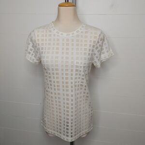 Club Monaco Marlana window pane sheer tee size XS